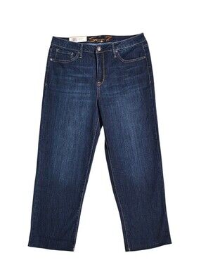 Seven7 Tower Straight Crop Jeans High Waisted Dark Wash Denim Size 12 New
